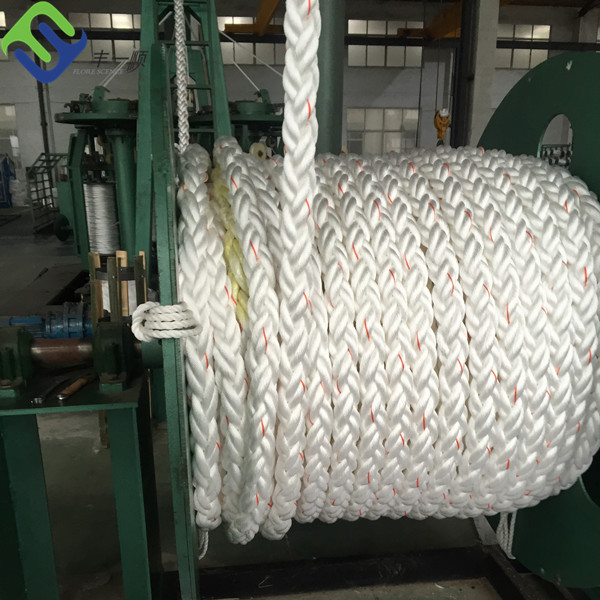 Poliestere bianco Marine 8 Strand Mooring Rope Abrasione resistente 4