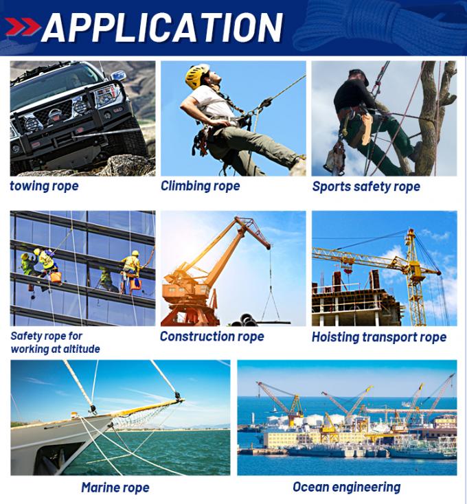 ABS approvato 12 fili UHMWPE corda con copertura in poliestere doppio intrecciato 32mmx500m 9