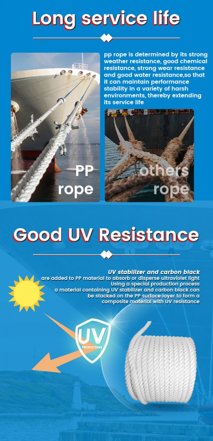 Polipropilene in PP bianco ad alta resistenza 8 fili di 64 mm per le corde marine 9