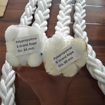 Polipropilene in PP bianco ad alta resistenza 8 fili di 64 mm per le corde marine