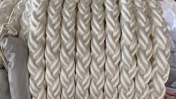 Cima di ormeggio nautica in nylon bianco a 8 trefoli a doppia treccia in fibra nautica multifilamento per imbarcazioni