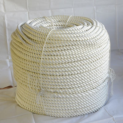 6mm-20mm White Nylon 3 Strand Rope 220 Meter Coil Ropes Marine Con Certificati di Classe