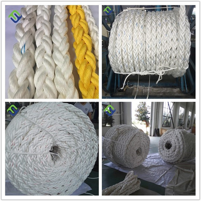 Colore bianco del filo del polipropilene pp Marine Ship Mooring Rope 8